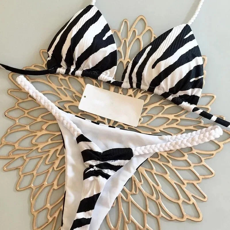 Biquíni dividido estampado, roupa de banho, praia/férias