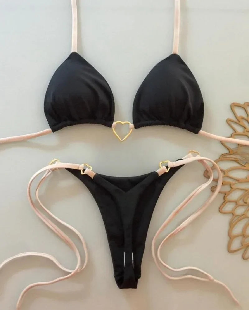 Conjunto biquíni halter, duas peças, triângulo