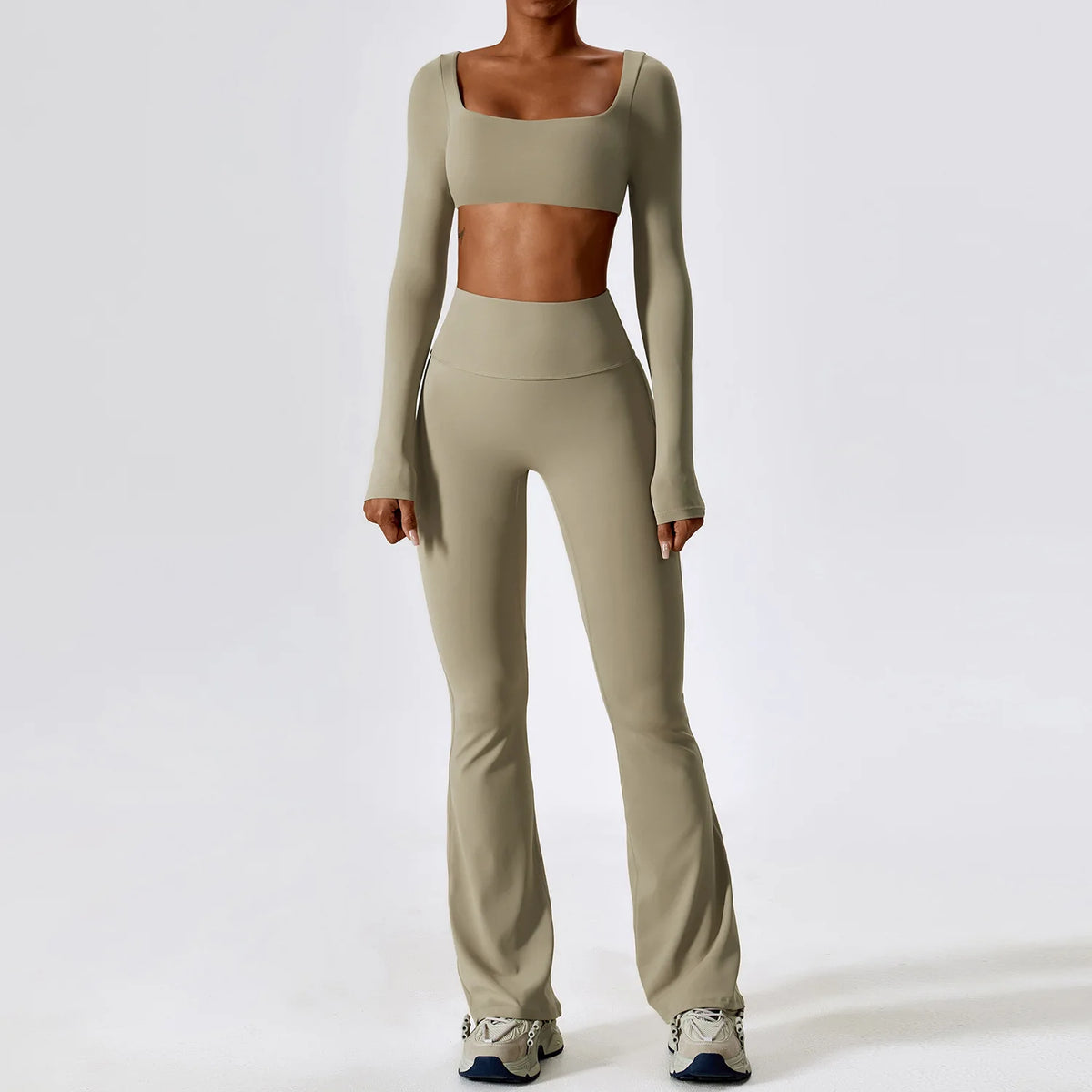 Conjunto de yoga 2 peças, sem costura, legging + top