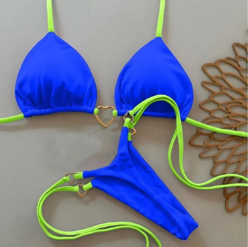 Conjunto biquíni halter, duas peças, triângulo