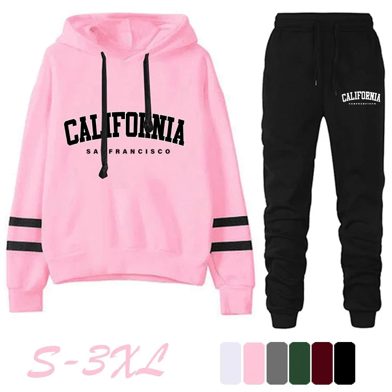 Conjunto moletom listrado, capuz, casual, versátil