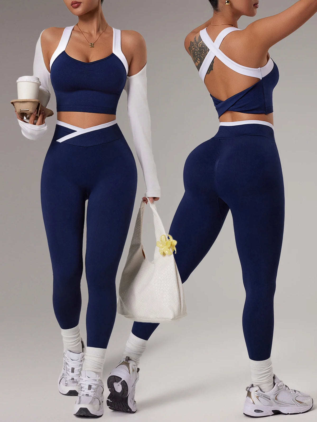 Conjunto de yoga 2 peças: legging + top esportivo