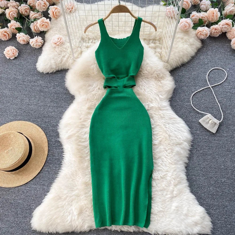 Vestido bodycon corte cintura, pacote quadris, verão