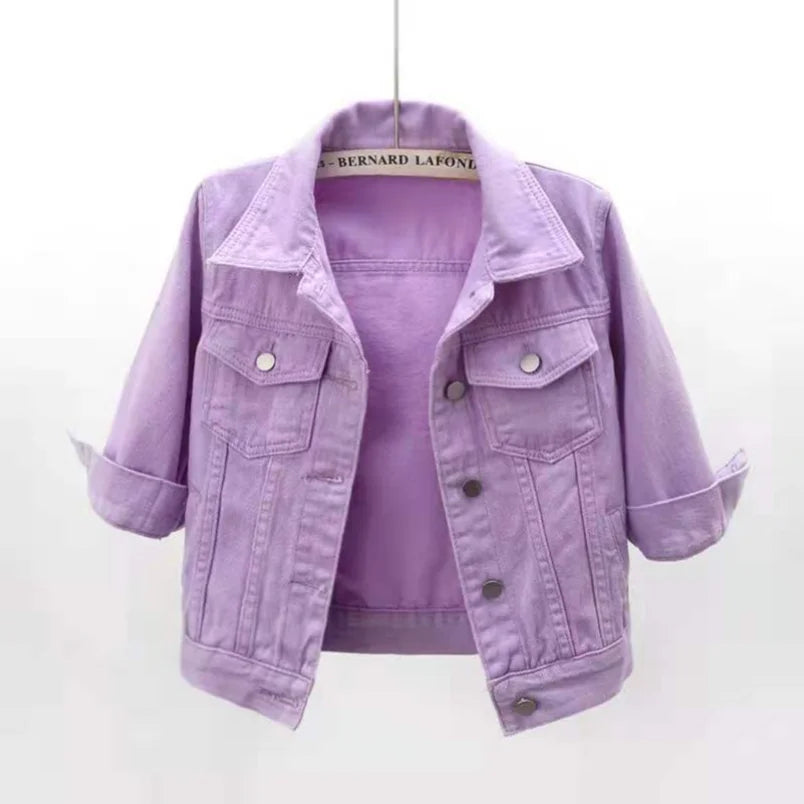 Jaqueta jeans curta, primavera/outono, casual