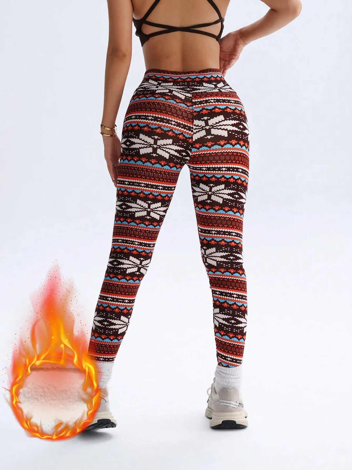 Legging estampa floco de neve, forrada fleece, inverno